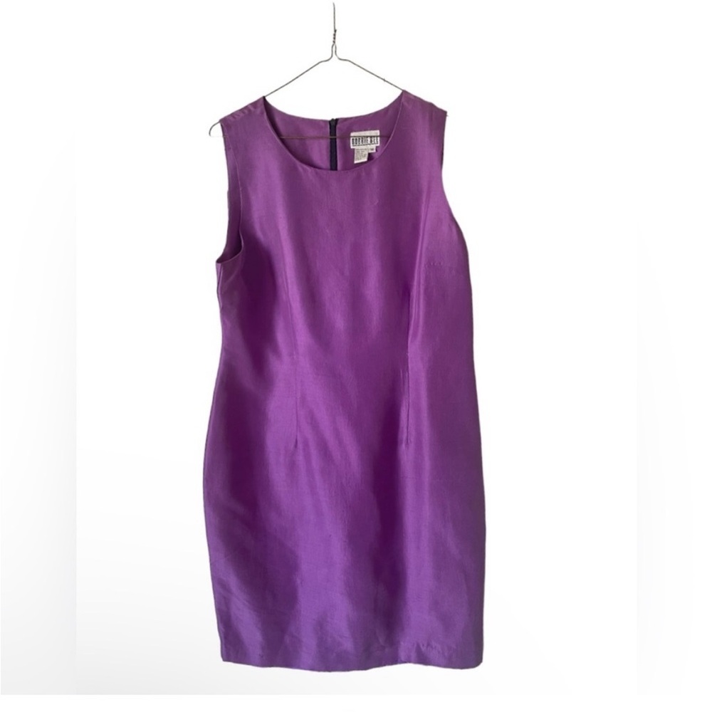 Robbie Bee | Vintage dark lavender 100% sleeveless silk sheath dress. Size 14.